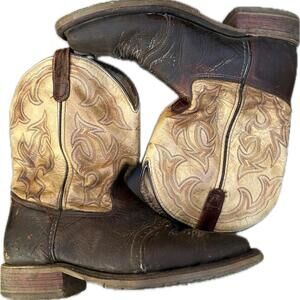 Men 11 Leather Boots Western Cowboy Double H